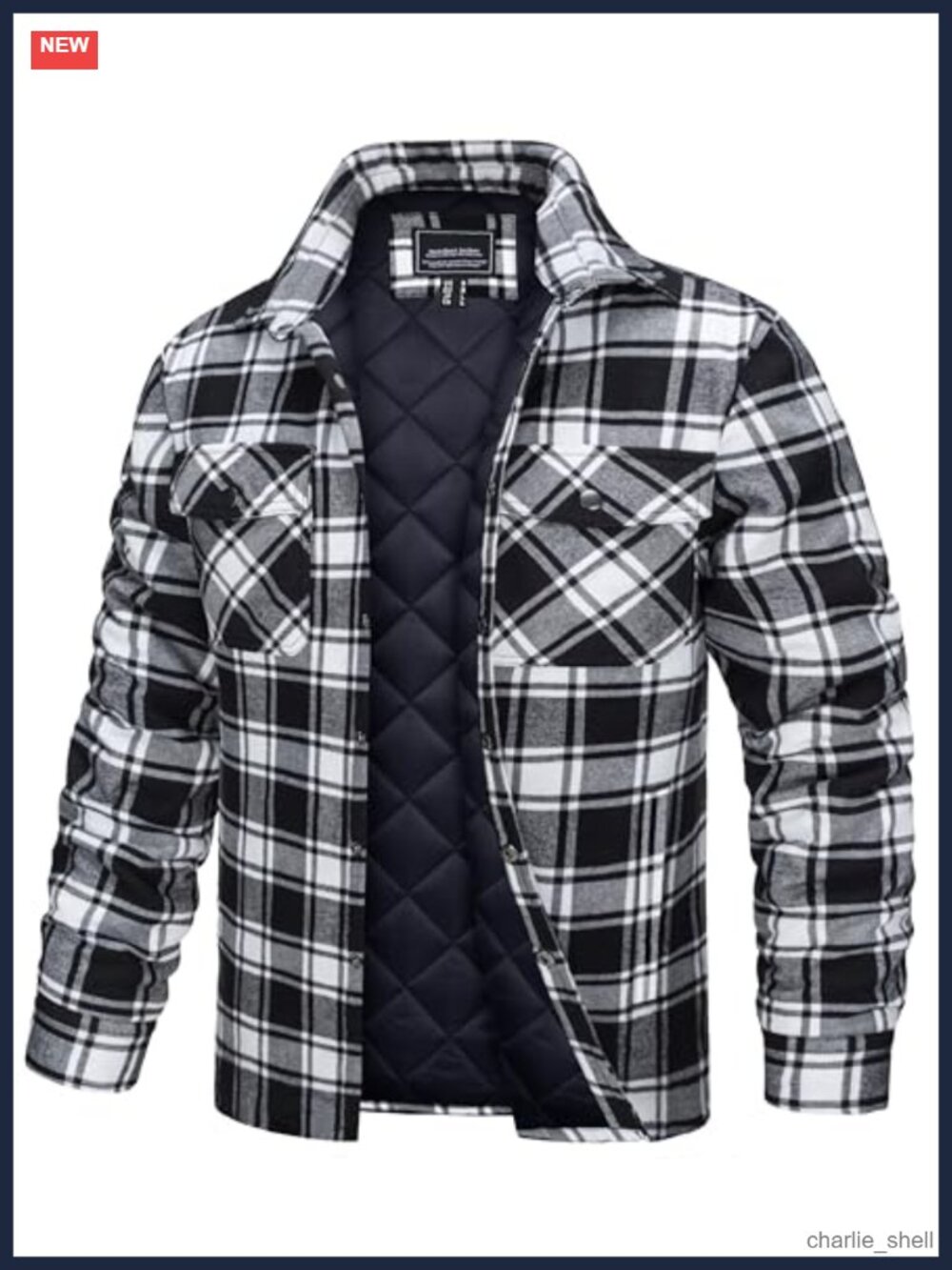 Quilted Lined Flannel Shirt Jacket Plaid Button Down Insulated Winter Coat